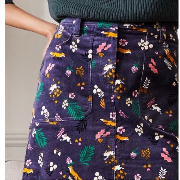 Boden Cavendish Fox Forest Corduroy Skirt, Purple, Size 6 - Picture 1 of 10